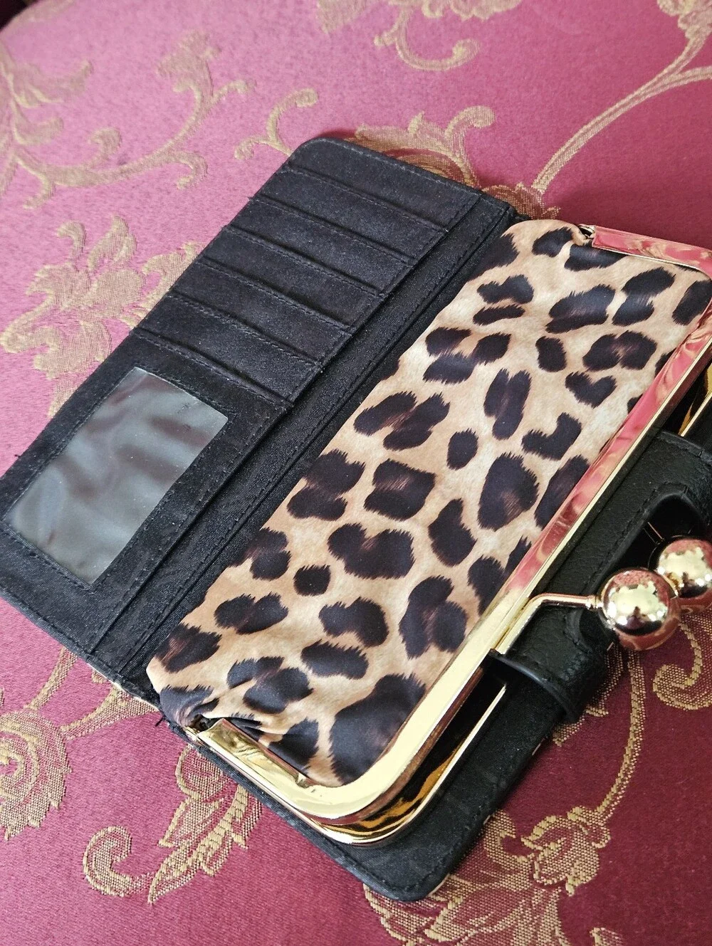 Kardashian Collection Leopard Print Wallet with Gold Accents